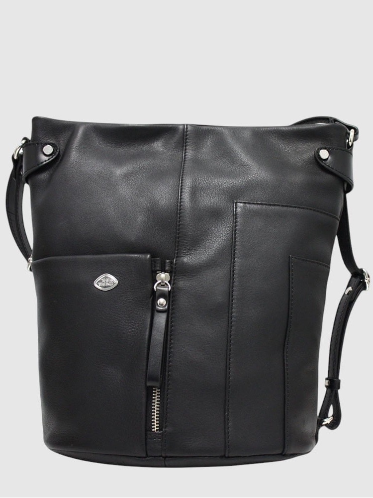The Trend- 583307- Genuine Black Leather Shoulder Bag - Crossbody